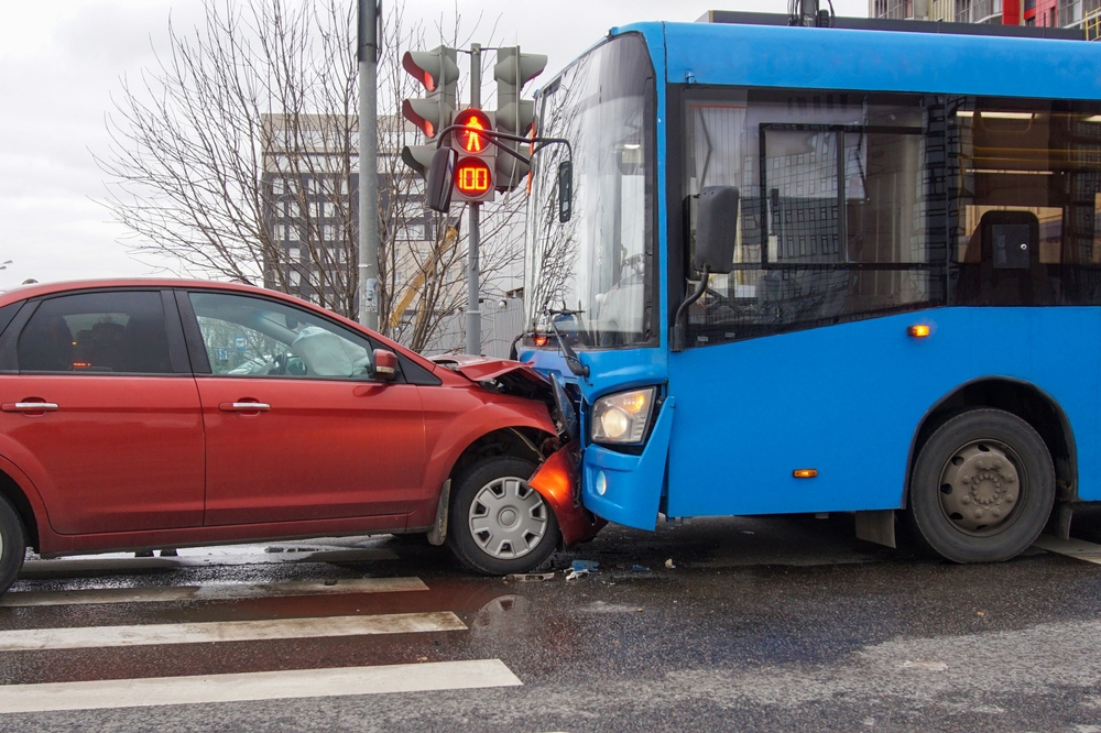 Photo of Frontal Collision of a Car and Bus